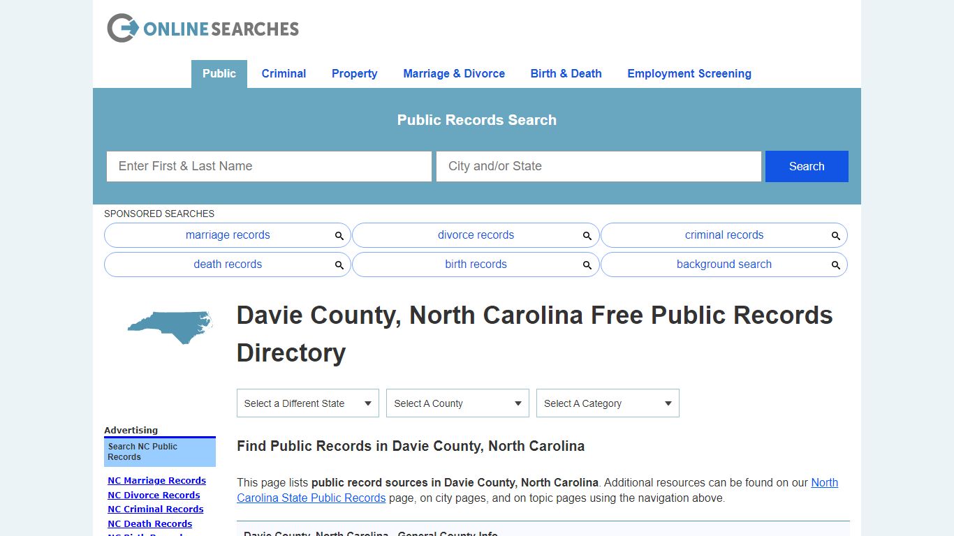 Davie County, North Carolina Public Records Directory